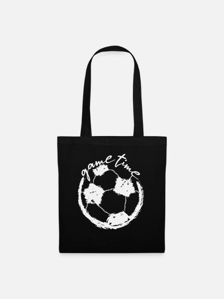 Spielzeit Fußball - Stoffbeutel - Schwarz