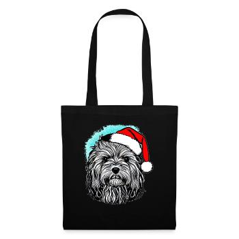 Weihnachten Hund süß lustig Hunde Tier Welpe 1 - Stoffbeutel - Schwarz - Vorne