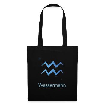 Sternzeichen Wassermann - Stoffbeutel - Schwarz - Vorne