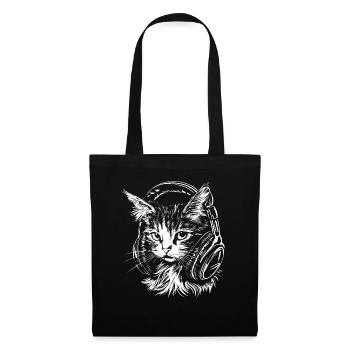 Cat Headset Music DJ - Tote Bag - black - Front