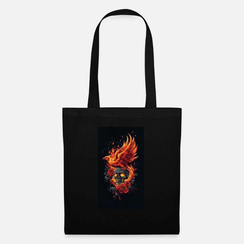 Geschenk der Wiedergeburt: Vom Schädel zum Phönix - Stoffbeutel - Schwarz