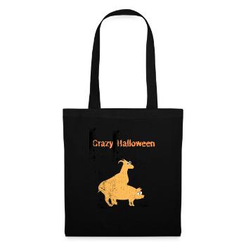 Halloween crazy verrückt creepy ziege schwein - Stoffbeutel - Schwarz - Vorne