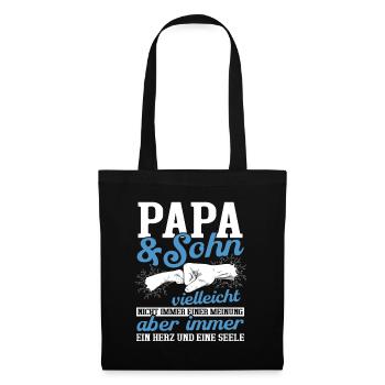 Papa und Sohn - Stoffbeutel - Schwarz - Vorne