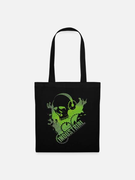Industrial music Skull mit Zahnrädern Kopfhörer - Stoffbeutel - Schwarz