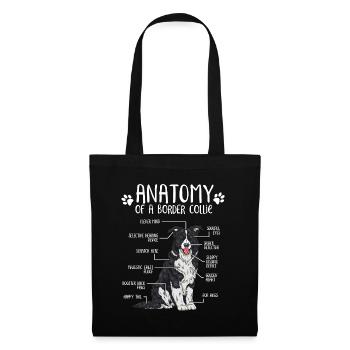 Anatomie Border Collie Hundehalter Geschenk - Stoffbeutel - Schwarz - Vorne