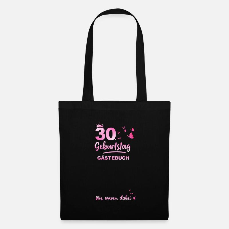 30. Geburtstag Gästebuch - Stoffbeutel - Schwarz