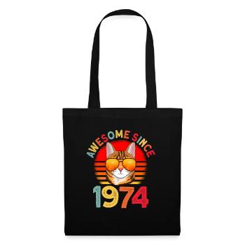 Awesome since 1974 Katze 48. Geburtstag Geschenk - Stoffbeutel - Schwarz - Vorne