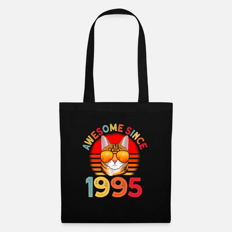 Awesome since 1995 Katze 27. Geburtstag Geschenk - Stoffbeutel - Schwarz