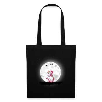 Weihnachten Mädchen Jungen Weihnachten Einhorn - Stoffbeutel - Schwarz - Vorne