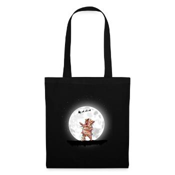 Cochon Lumières de Noël Farmer Noël - Sac en tissu - noir - Devant