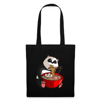 Panda Kawaii Anime Japanische Nudeln - Stoffbeutel - Schwarz - Vorne