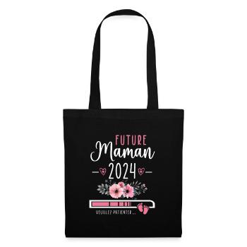 Future Maman 2024 Cadeau Nouvelle Naissance Maman - Sac en tissu - noir - Devant