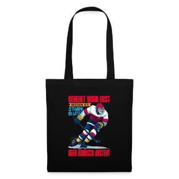 Eishockey Geschenk Eishockeyspieler Hockey - Stoffbeutel - Schwarz - Vorne