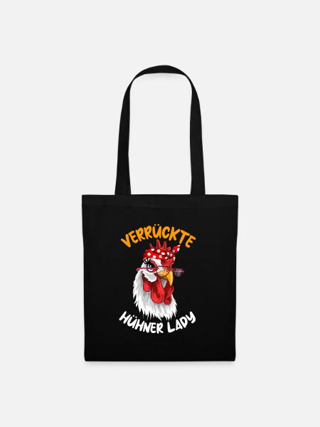 verrückte hühner lady Huhn geschenk landwirte - Stoffbeutel - Schwarz