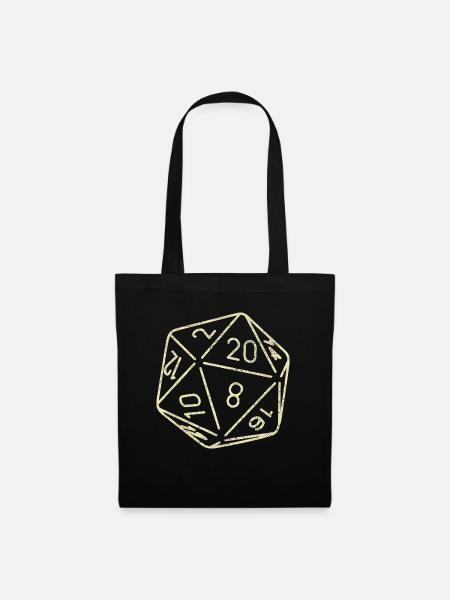 Dice Board Game 20 Sides Dungeons RPG Dragon - Tote Bag - black