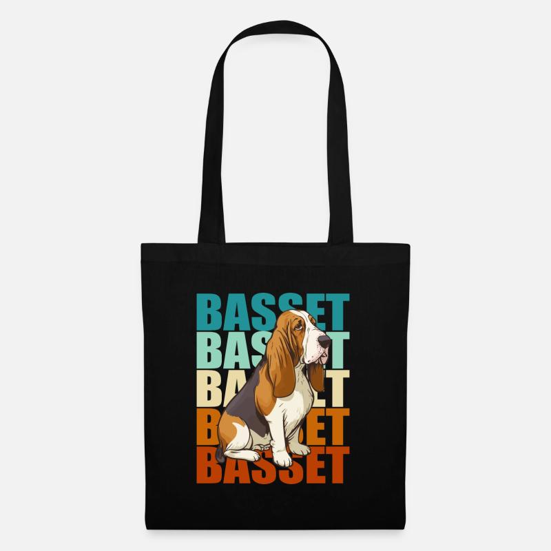 Basset Hound Bunt - Stoffbeutel - Schwarz