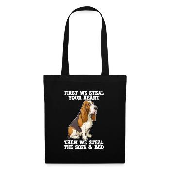 Basset Hound First We Steal Your Heart - Sac en tissu - noir - Devant