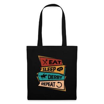 Manger Dormir Chevaux de course Répéter Cavalier Cheval - Sac en tissu - noir - Devant