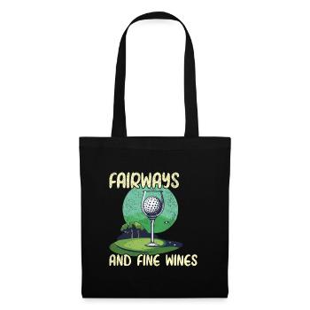 Fairways and Fine Wines - Golf und Wein - Stoffbeutel - Schwarz - Vorne