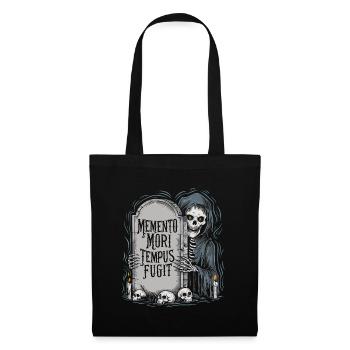 Memento Mori Tempus Fugit Skelett Stoiker - Stoffbeutel - Schwarz - Vorne
