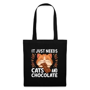 Chocolate Lover Cat Funny Saying Sweet Food - Tote Bag - black - Front