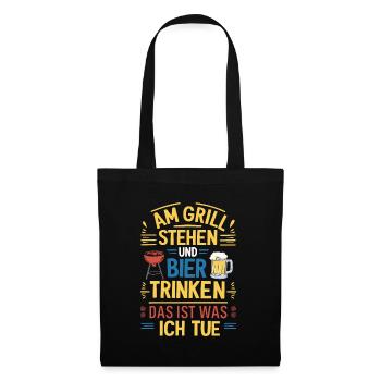 Standing at the Grill Drinking Beer Funny Grill Beer - Tote Bag - black - Front