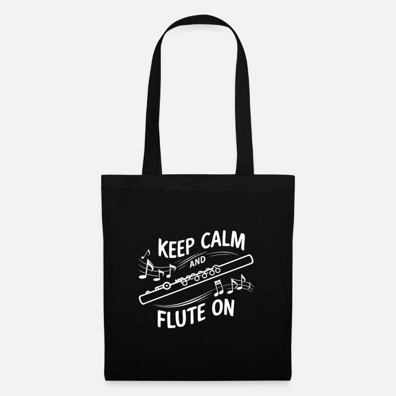 Bleib ruhig und flöte auf dem Instrument Querflöte - Stoffbeutel - Schwarz