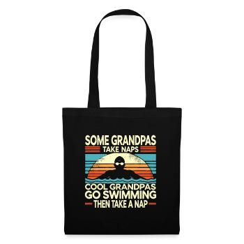 Manche Opas machen ein Nickerchen Coole Opas gehen Schwimmen - Stoffbeutel - Schwarz - Vorne