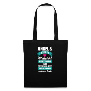 Onkel Nichte Seele Geschenk Geburtstag - Stoffbeutel - Schwarz - Vorne