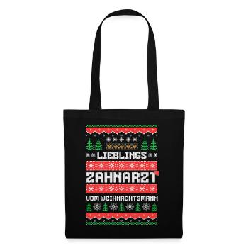 Lieblings Zahnarzt des Weihnachtsmanns - Stoffbeutel - Schwarz - Vorne