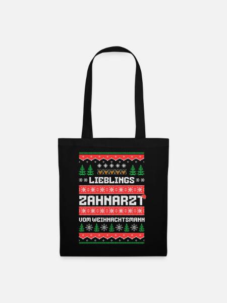 Lieblings Zahnarzt des Weihnachtsmanns - Stoffbeutel - Schwarz
