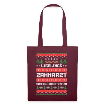 Lieblings Zahnarzt des Weihnachtsmanns - Stoffbeutel - Burgunderrot - Vorne