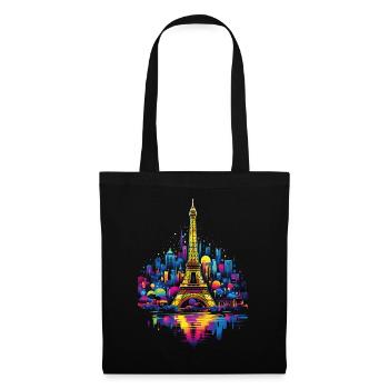 Paris, Eiffel Tower, France, City, Skyline, Night - Tote Bag - black - Front