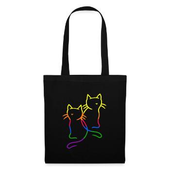 années 80 années 90 Rétro Chats Arc-en-ciel Chat LGBT - Sac en tissu - noir - Devant