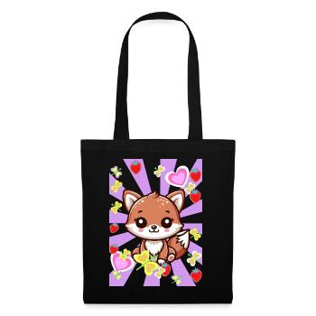 Retro Fox Foxes Kids Child Baby Vintage - Tote Bag - black - Front