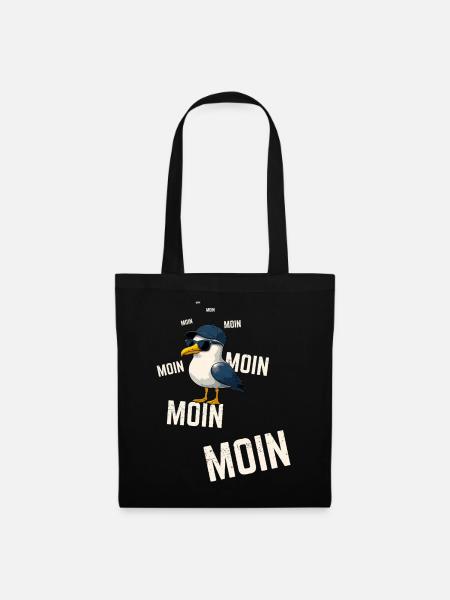 Möwe Moin Maritimes Nordsee Design - Stoffbeutel - Schwarz