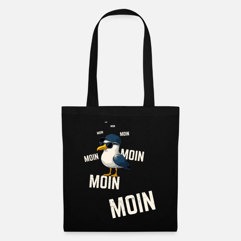 Möwe Moin Maritimes Nordsee Design - Stoffbeutel - Schwarz