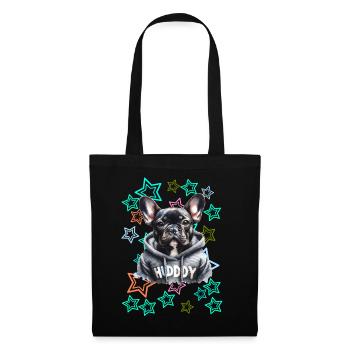 Retro French Bulldog Dog - Tote Bag - black - Front