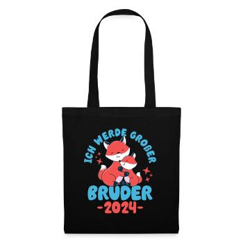 Großer Bruder 2024 Junge Geschwister Geburt - Stoffbeutel - Schwarz - Vorne