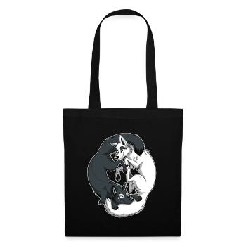 Yin Yang Foxes (weißer Rand) - Stoffbeutel - Schwarz - Vorne