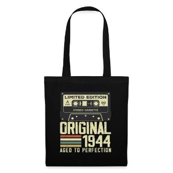80. Jubiläumsgeschenk im Retro-Stil 1944 - Stoffbeutel - Schwarz - Vorne