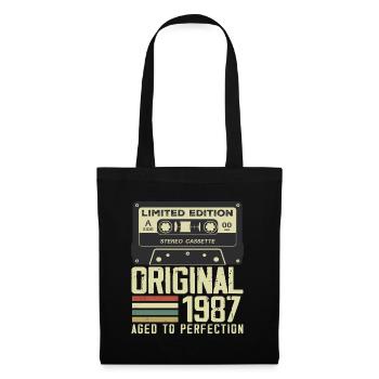 37e Cadeau Anniversaire Style rétro 1987 - Sac en tissu - noir - Devant