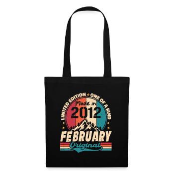 Cadeau 12e Anniversaire Vintage Né En Février 2012 - Sac en tissu - noir - Devant