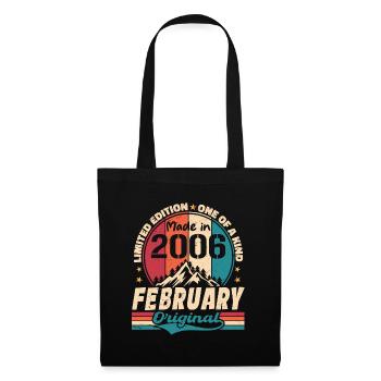 Cadeau 18e Anniversaire Vintage Né En Février 2006 - Sac en tissu - noir - Devant