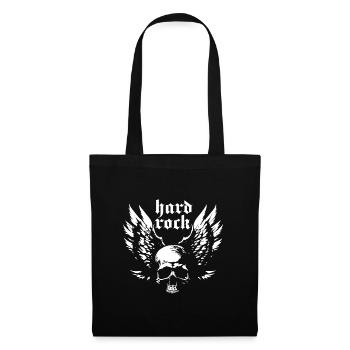 Crâne en roche dure avec des ailes - Sac en tissu - noir - Devant