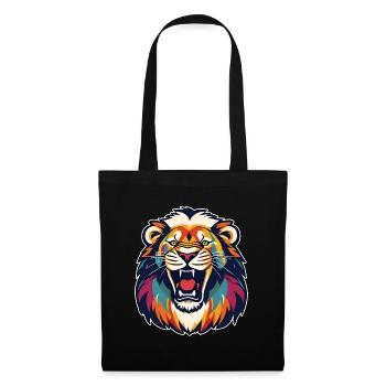 Lion rugissant dans un style rétro cool - Sac en tissu - noir - Devant