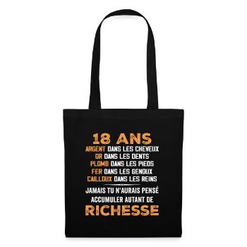 18 Ans Cadeau D'anniversaire Drôle Cadeau 18 ans - Sac en tissu - noir - Devant