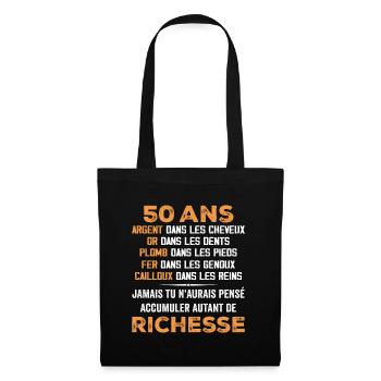 50 Ans Cadeau D'anniversaire Drôle Cadeau 50 ans - Sac en tissu - noir - Devant