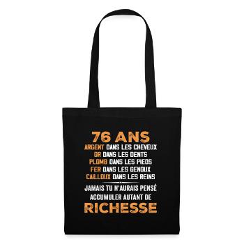 76 Jahre alt lustiges Geburtstagsgeschenk 76 Jahre altes Geschenk - Stoffbeutel - Schwarz - Vorne