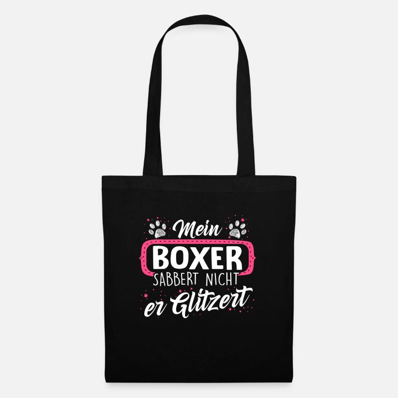Boxer Hund Hunde Geschenk Glitzer - Stoffbeutel - Schwarz